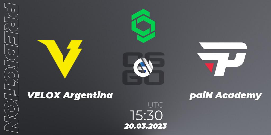 Prognoza VELOX Argentina - paiN Academy. 20.03.23, CS2 (CS:GO), CCT South America Series #6: Closed Qualifier